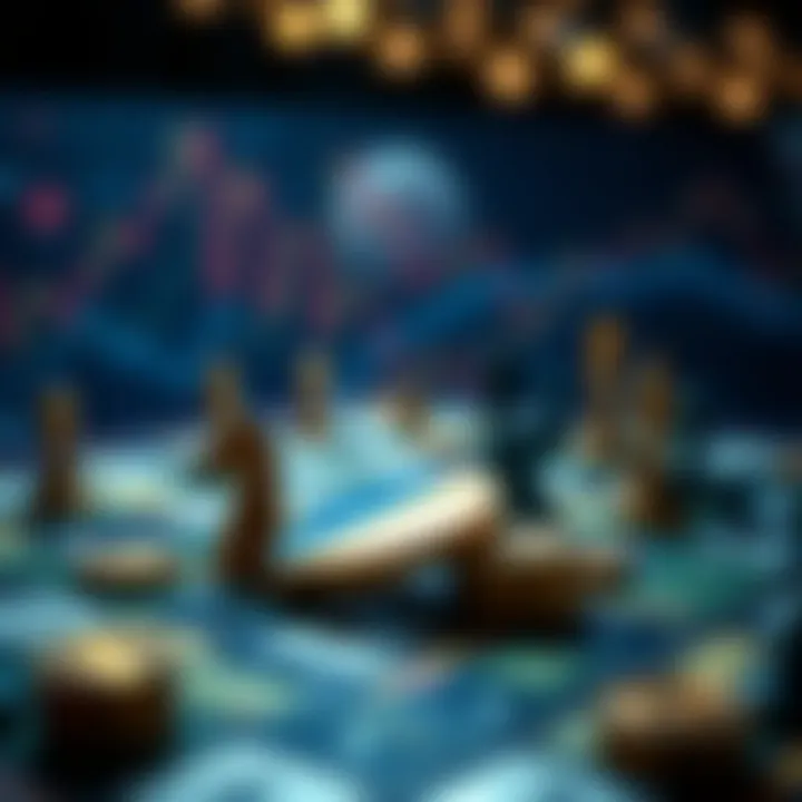 A focused analysis of altcoin investment strategies depicted through a strategic board game layout.