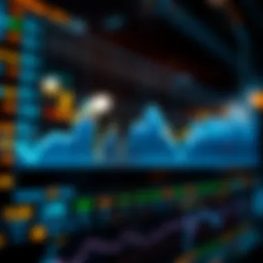 A futuristic digital chart illustrating the upward trends of selected altcoins over time.