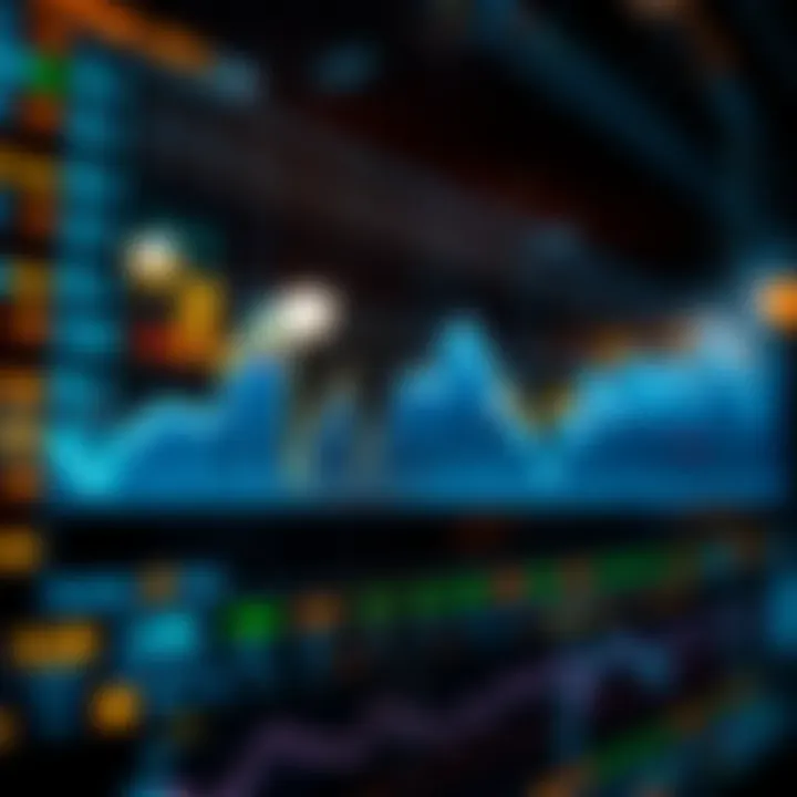 A futuristic digital chart illustrating the upward trends of selected altcoins over time.