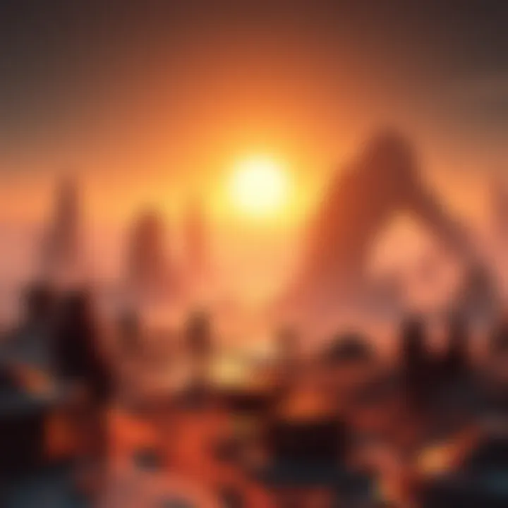 Futuristic gaming landscape with cryptocurrency