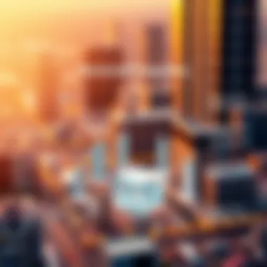 An infographic illustrating the integration of blockchain technology within virtual real estate games and its benefits.