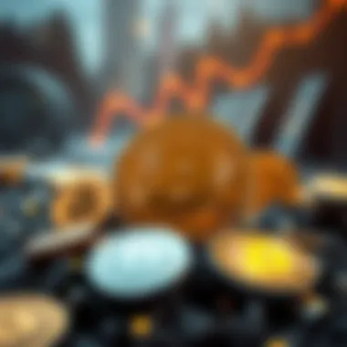 Emerging Cryptocurrency Symbols Trendy cryptocurrency symbols in a digital landscape