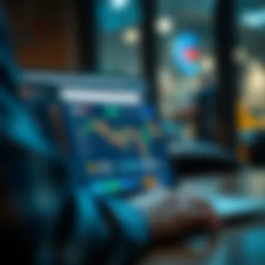 Navigating the Coinspot Platform Close-up of a user navigating the Coinspot platform on a laptop