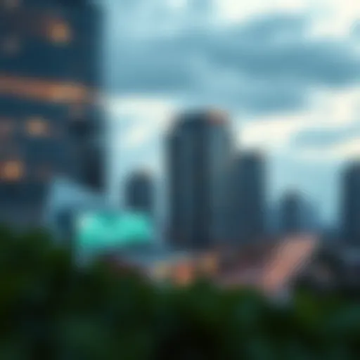 Merging Real Estate and Blockchain Conceptual representation of Crypto REITs merging real estate and blockchain technology