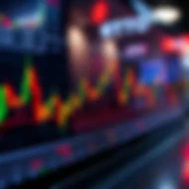 Candlestick chart showing trends in cryptocurrency prices