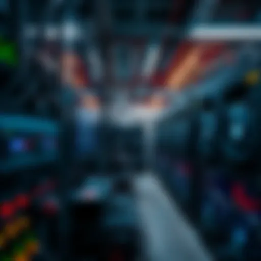 Cryptocurrency mining farm showcasing high-tech equipment