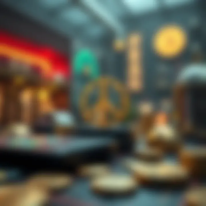 A digital environment showcasing the potential use cases of Peace Coin in various sectors.