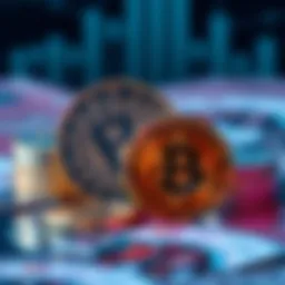 Philippine Peso coins and cryptocurrency tokens