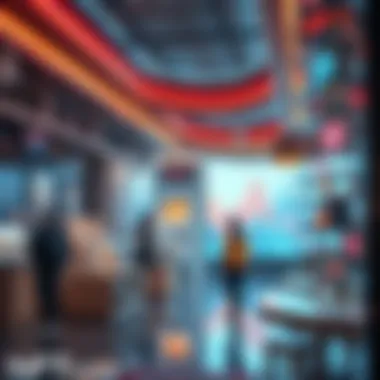 Futuristic Digital Art Marketplace A futuristic representation of the digital art marketplace