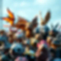 Digital representation of diverse NFTs showcasing various art styles