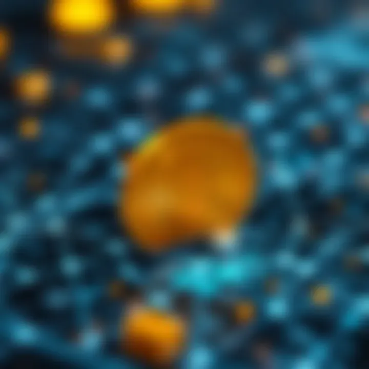 Visual representation of blockchain technology with token integration.