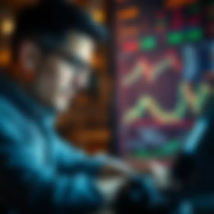 Investor analyzing digital currency trends with charts.