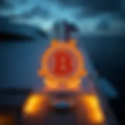Luxury yacht with a digital currency symbol