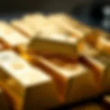 Investment in Gold Bullion Gold bullion bars representing investment in gold assets