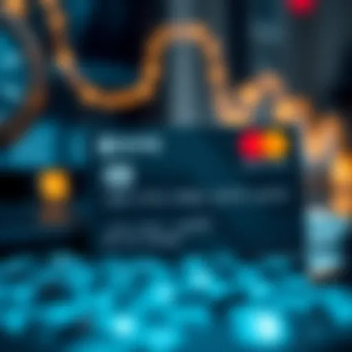 No KYC Debit Card in Blockchain Context Visual representation of a no KYC debit card within a blockchain context