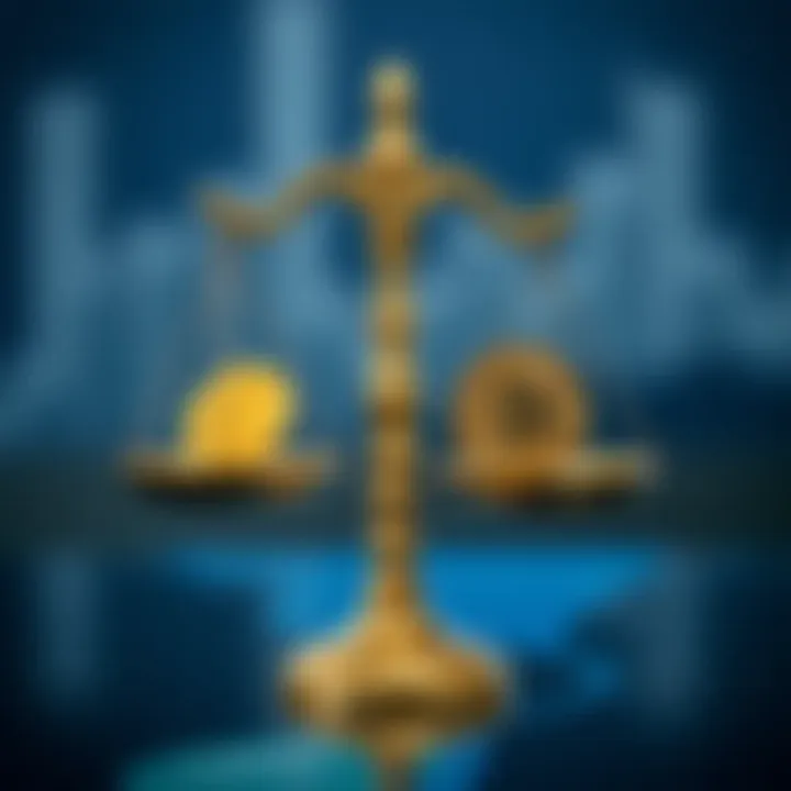 Balancing scales symbolizing the risks and rewards of investing in cryptocurrencies