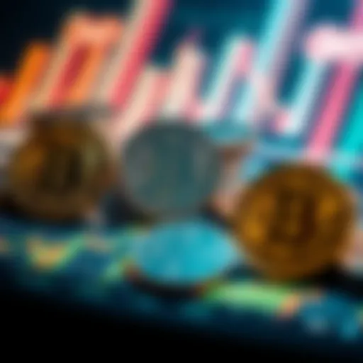 A digital representation of various cryptocurrencies