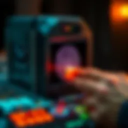 A sophisticated biometric scanner analyzing a fingerprint