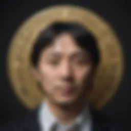 A conceptual representation of Satoshi Nakamoto shrouded in mystery