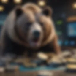 Visual representation of a bear market with downward trends